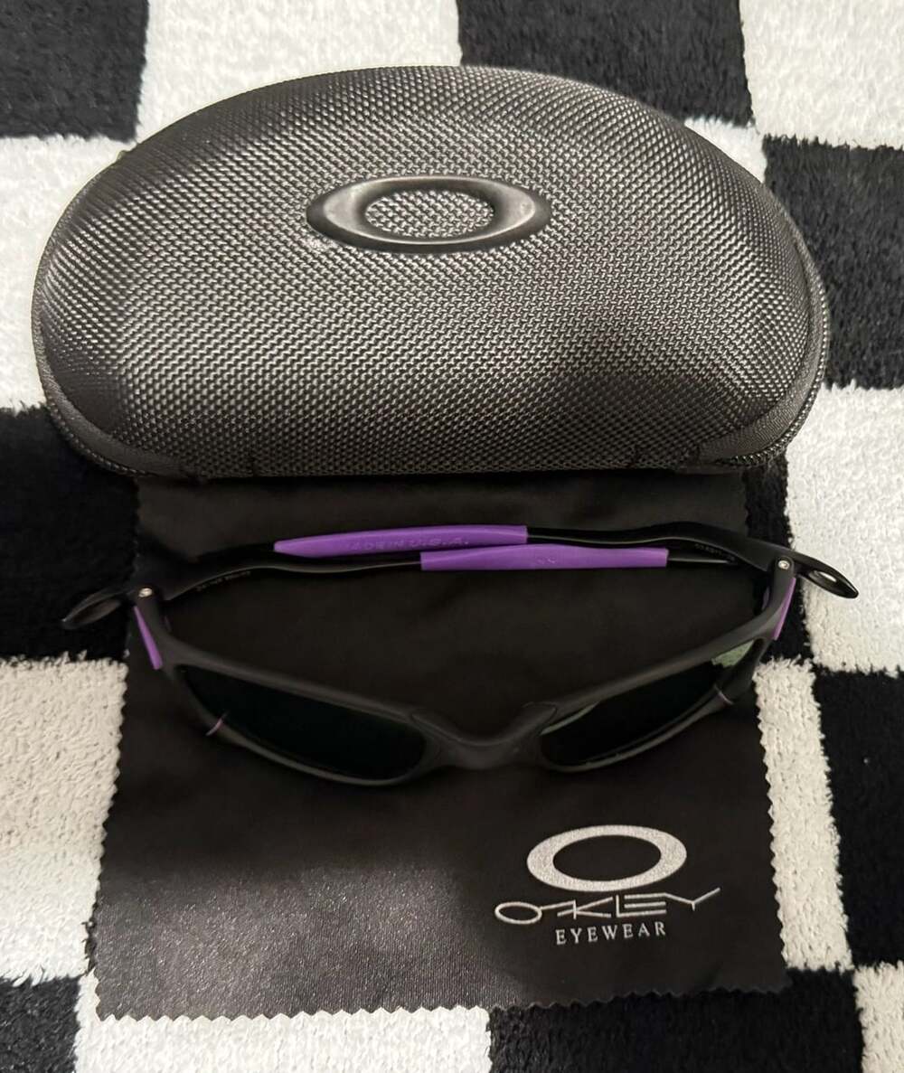 Oakley Hatchet Sunglasses 56-22 Black Purple Vintage 90s with Case